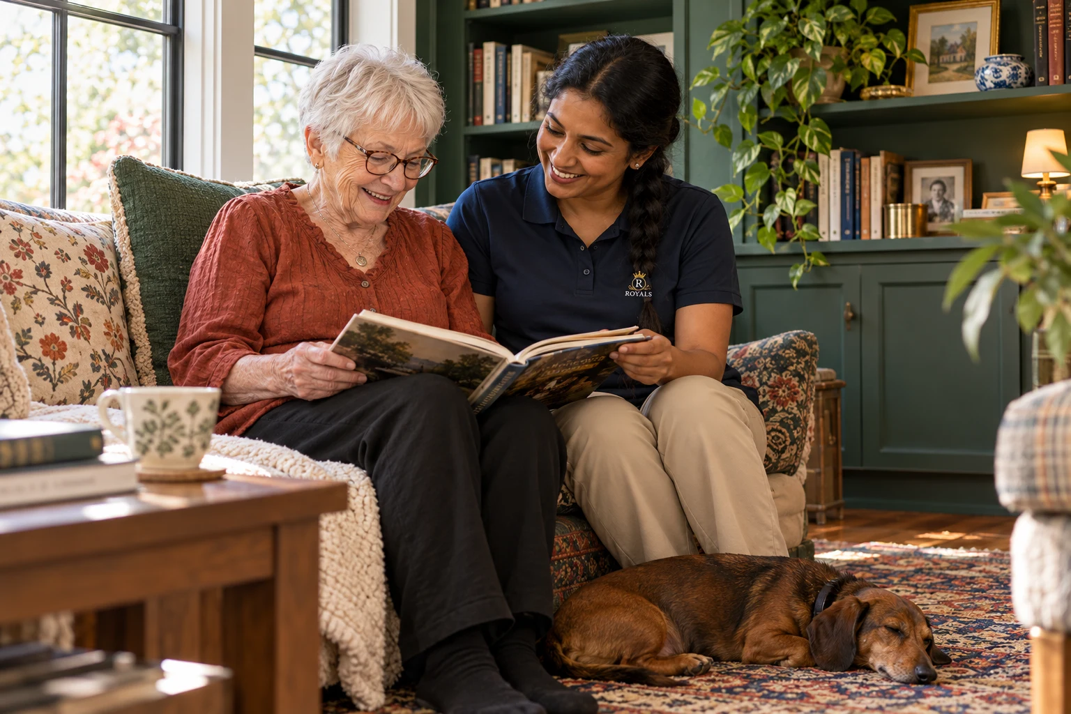 Companionship scene in a reading nook